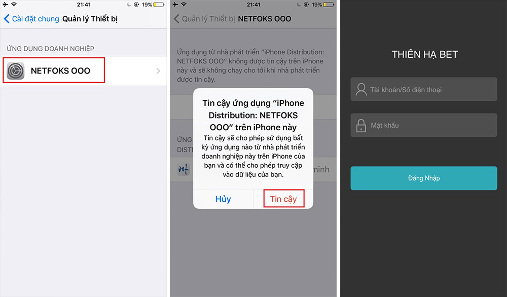 Bước 4 cài app thiên hạ Bước 4 cài app thiên hạ